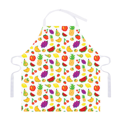 Pixel Fruits Pattern Print Adjustable Apron