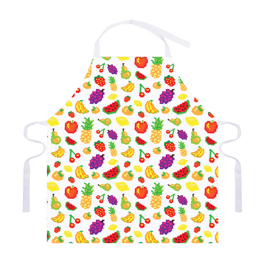 Pixel Fruits Pattern Print Adjustable Apron