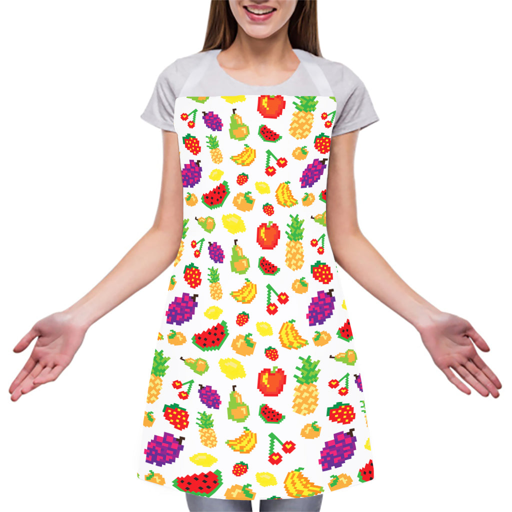 Pixel Fruits Pattern Print Adjustable Apron