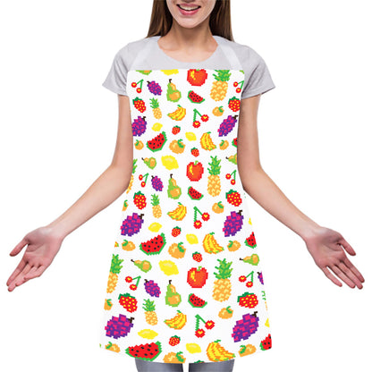 Pixel Fruits Pattern Print Adjustable Apron