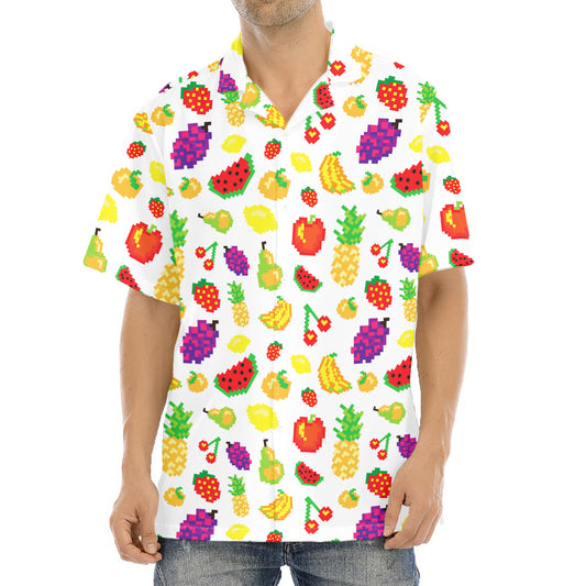 Pixel Fruits Pattern Print Aloha Shirt
