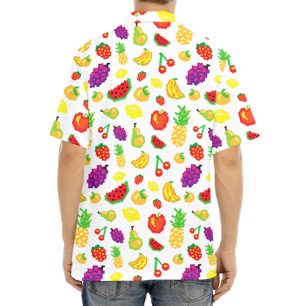 Pixel Fruits Pattern Print Aloha Shirt