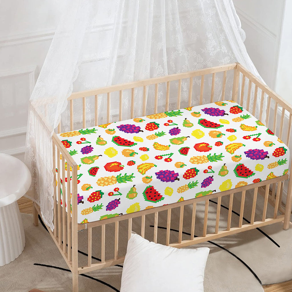 Pixel Fruits Pattern Print Baby Crib Sheet