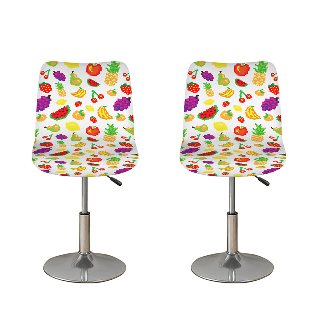 Pixel Fruits Pattern Print Bar Stool Covers