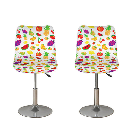 Pixel Fruits Pattern Print Bar Stool Covers