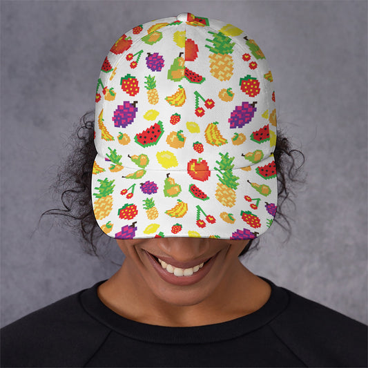 Pixel Fruits Pattern Print Baseball Cap
