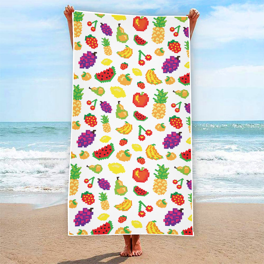 Pixel Fruits Pattern Print Beach Towel
