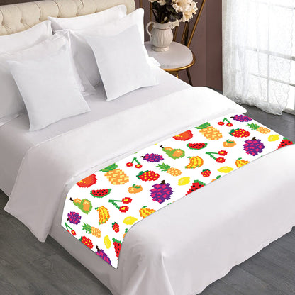 Pixel Fruits Pattern Print Bed Runner