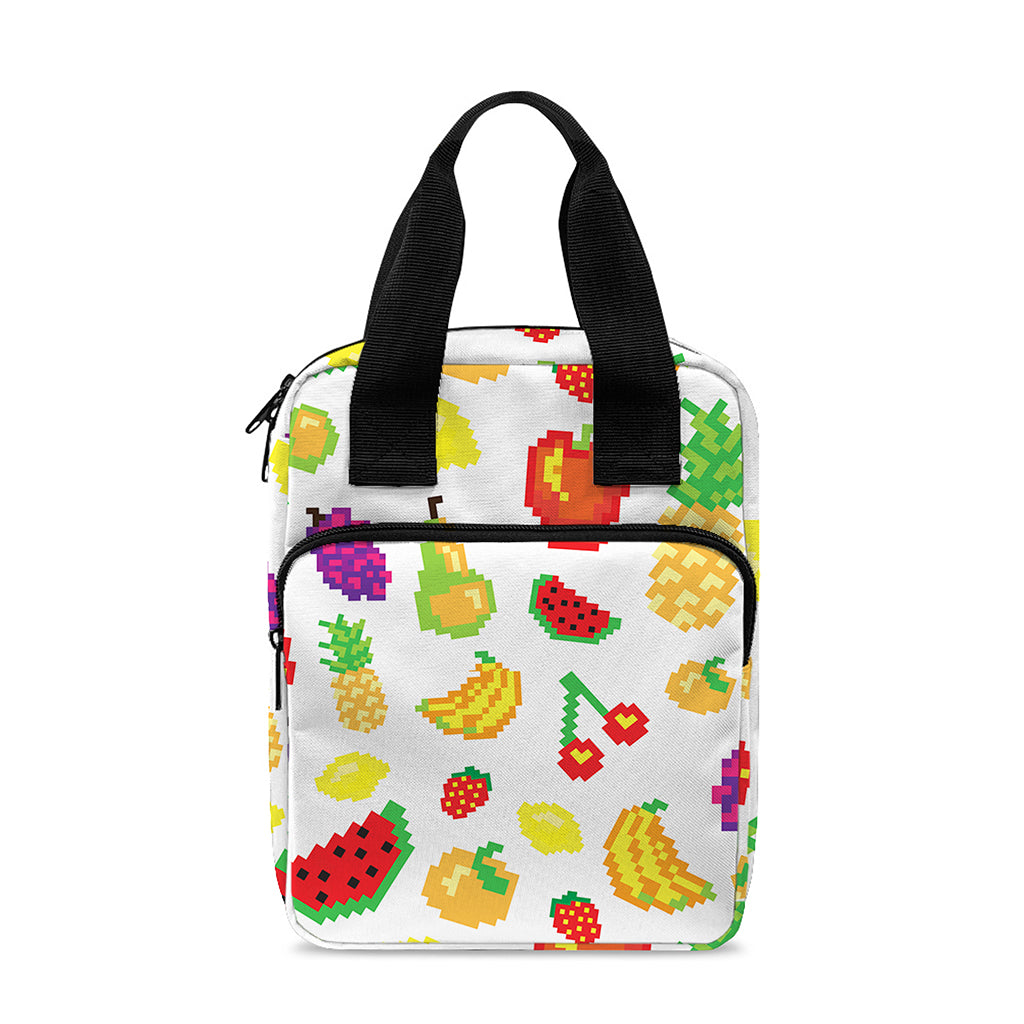 Pixel Fruits Pattern Print Bible Tote Bag