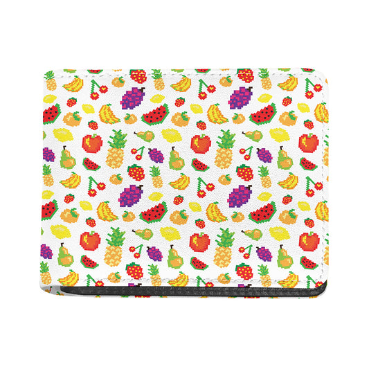 Pixel Fruits Pattern Print Bifold Wallet