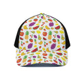 Pixel Fruits Pattern Print Black Mesh Trucker Hat