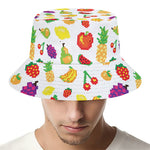 Pixel Fruits Pattern Print Bucket Hat