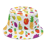 Pixel Fruits Pattern Print Bucket Hat