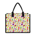 Pixel Fruits Pattern Print Canvas Tote Bag