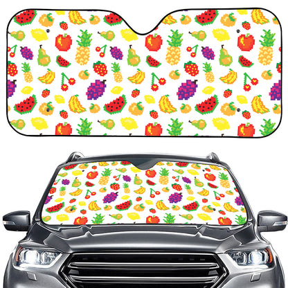 Pixel Fruits Pattern Print Car Windshield Sun Shade