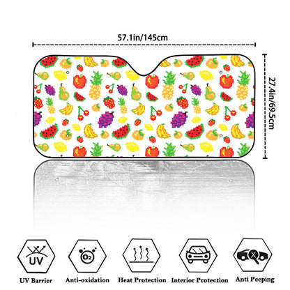 Pixel Fruits Pattern Print Car Windshield Sun Shade