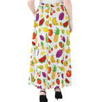 Pixel Fruits Pattern Print Chiffon Maxi Skirt