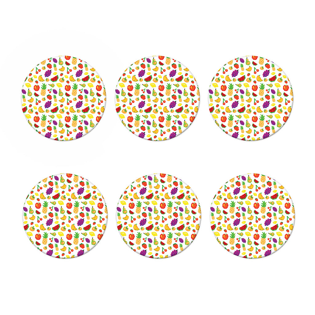 Pixel Fruits Pattern Print Coaster Set