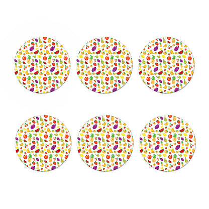 Pixel Fruits Pattern Print Coaster Set