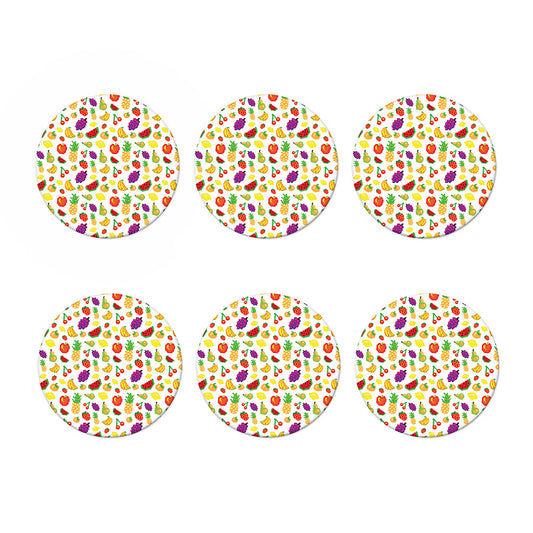 Pixel Fruits Pattern Print Coaster Set