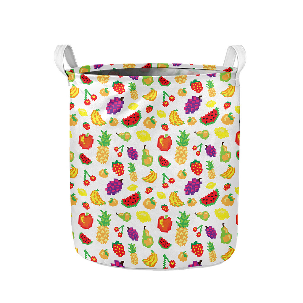 Pixel Fruits Pattern Print Collapsible Laundry Basket