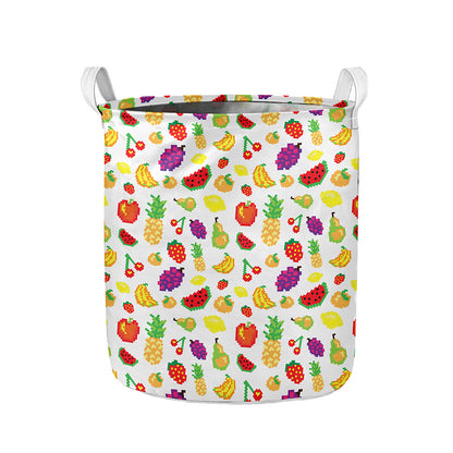 Pixel Fruits Pattern Print Collapsible Laundry Basket