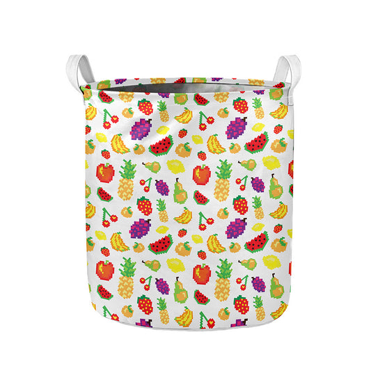 Pixel Fruits Pattern Print Collapsible Laundry Basket