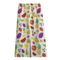 Pixel Fruits Pattern Print Cotton Front Slit Maxi Skirt