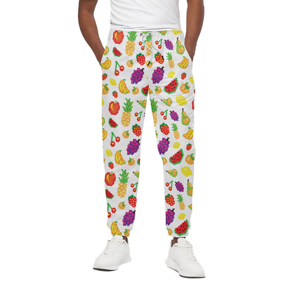 Pixel Fruits Pattern Print Cotton Pants