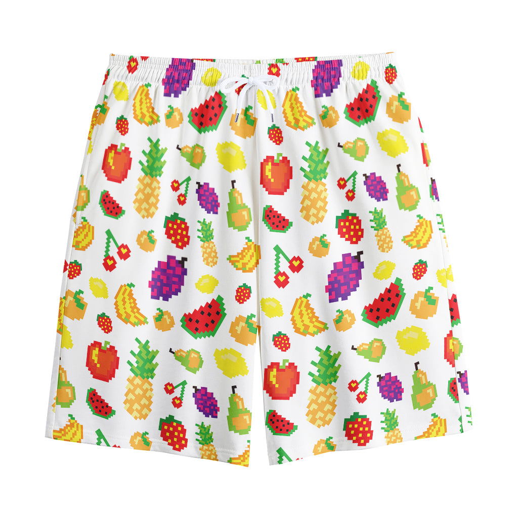 Pixel Fruits Pattern Print Cotton Shorts