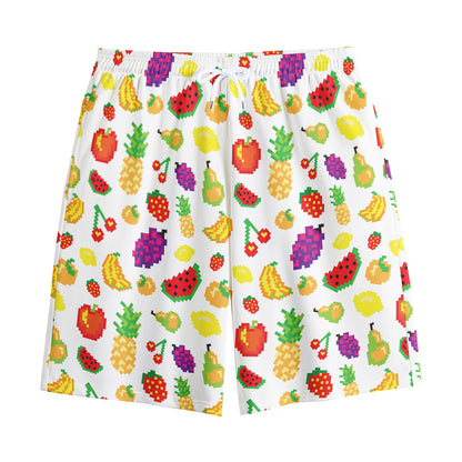 Pixel Fruits Pattern Print Cotton Shorts