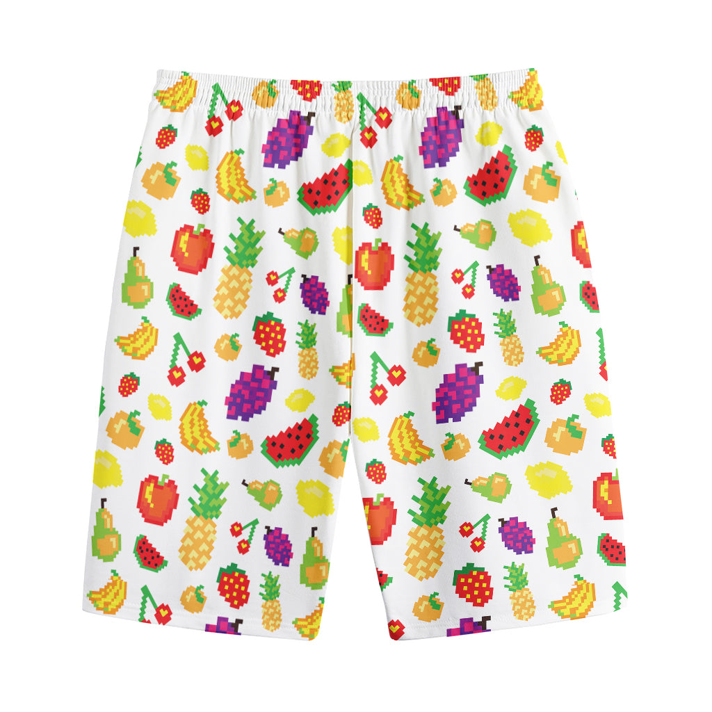 Pixel Fruits Pattern Print Cotton Shorts