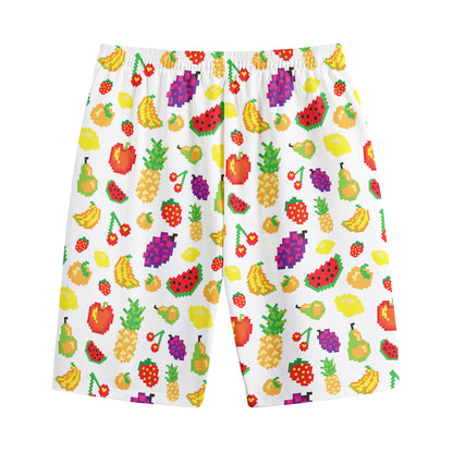 Pixel Fruits Pattern Print Cotton Shorts