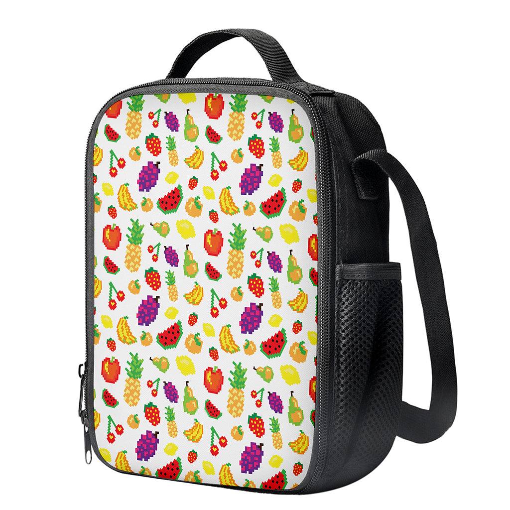 Pixel Fruits Pattern Print Crossbody Lunch Bag