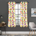 Pixel Fruits Pattern Print Grommet Curtain Panels