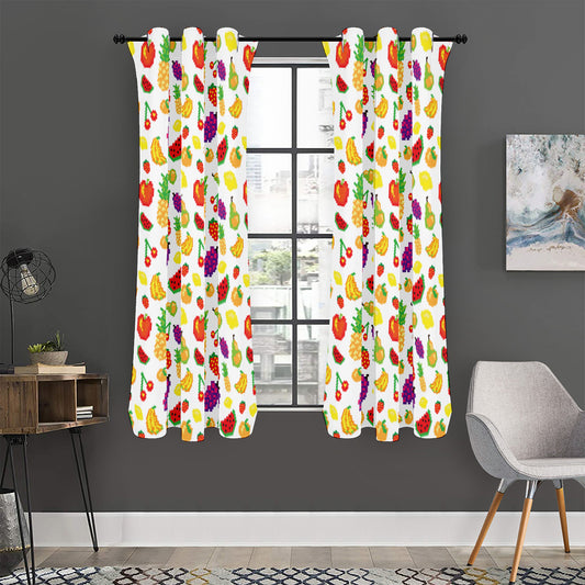 Pixel Fruits Pattern Print Curtain