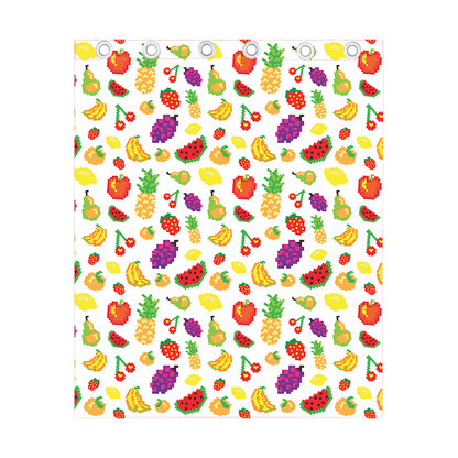 Pixel Fruits Pattern Print Curtain