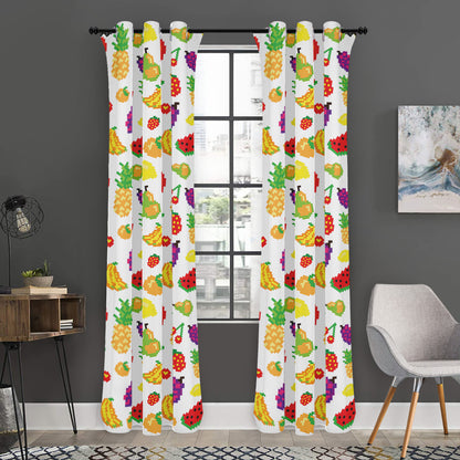 Pixel Fruits Pattern Print Curtain