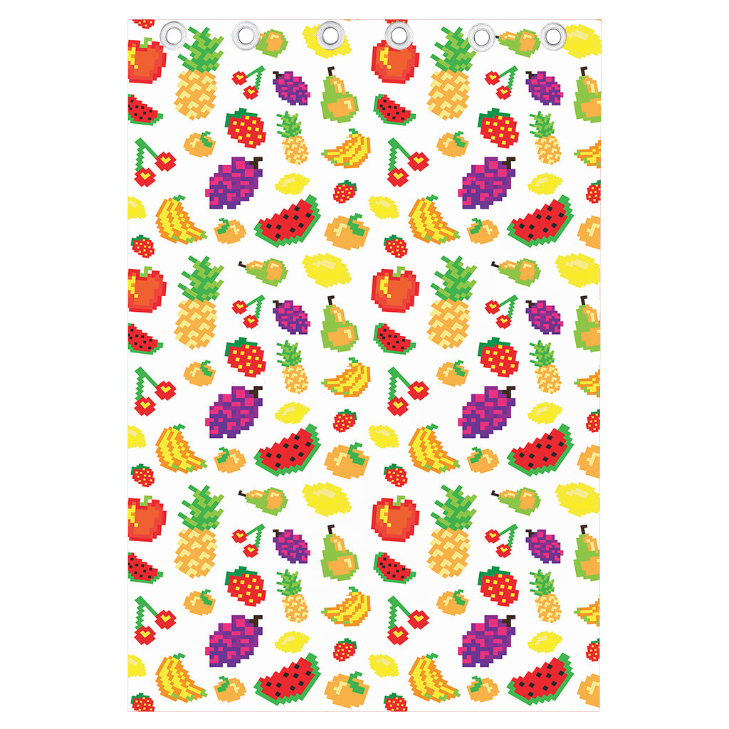 Pixel Fruits Pattern Print Curtain