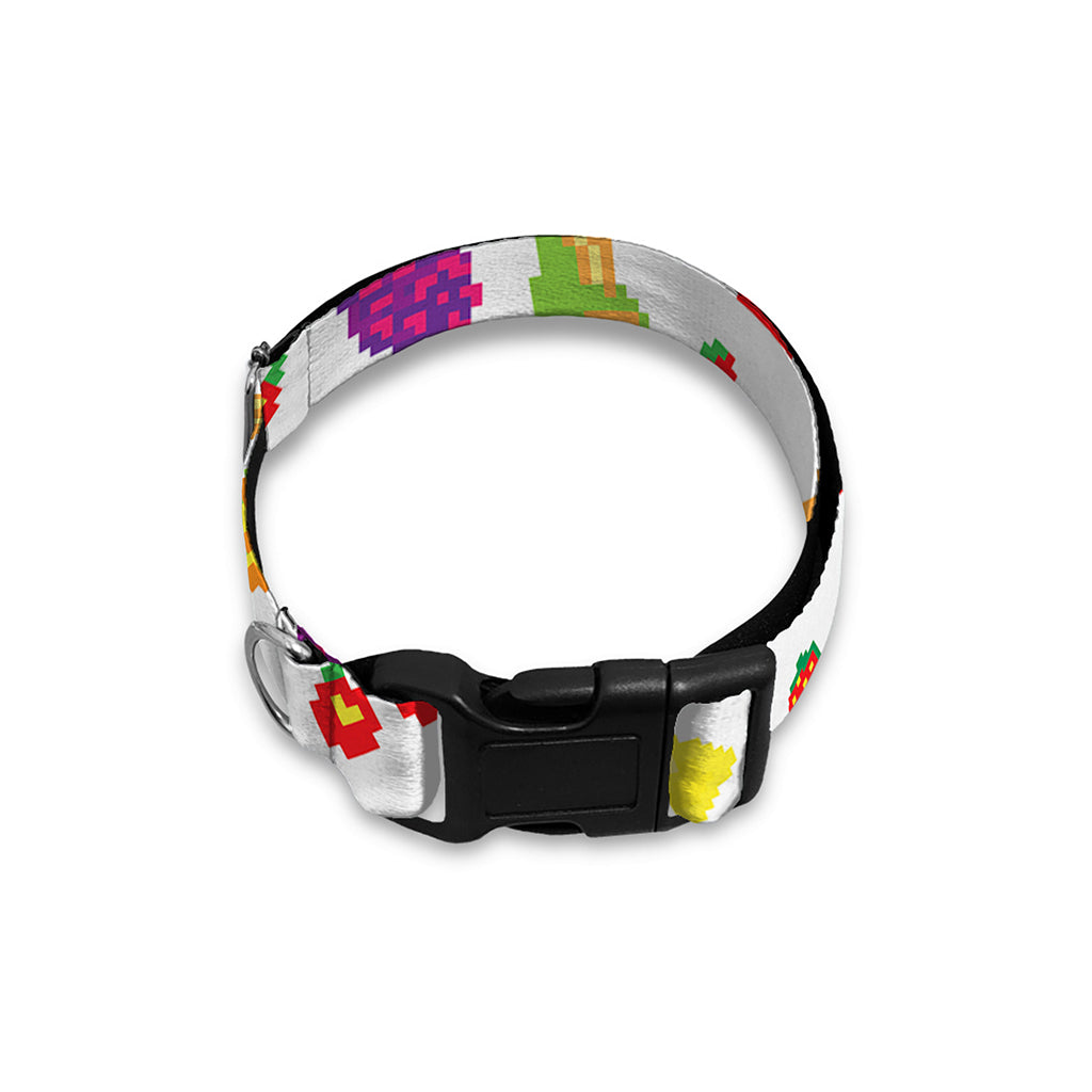 Pixel Fruits Pattern Print Dog Collar