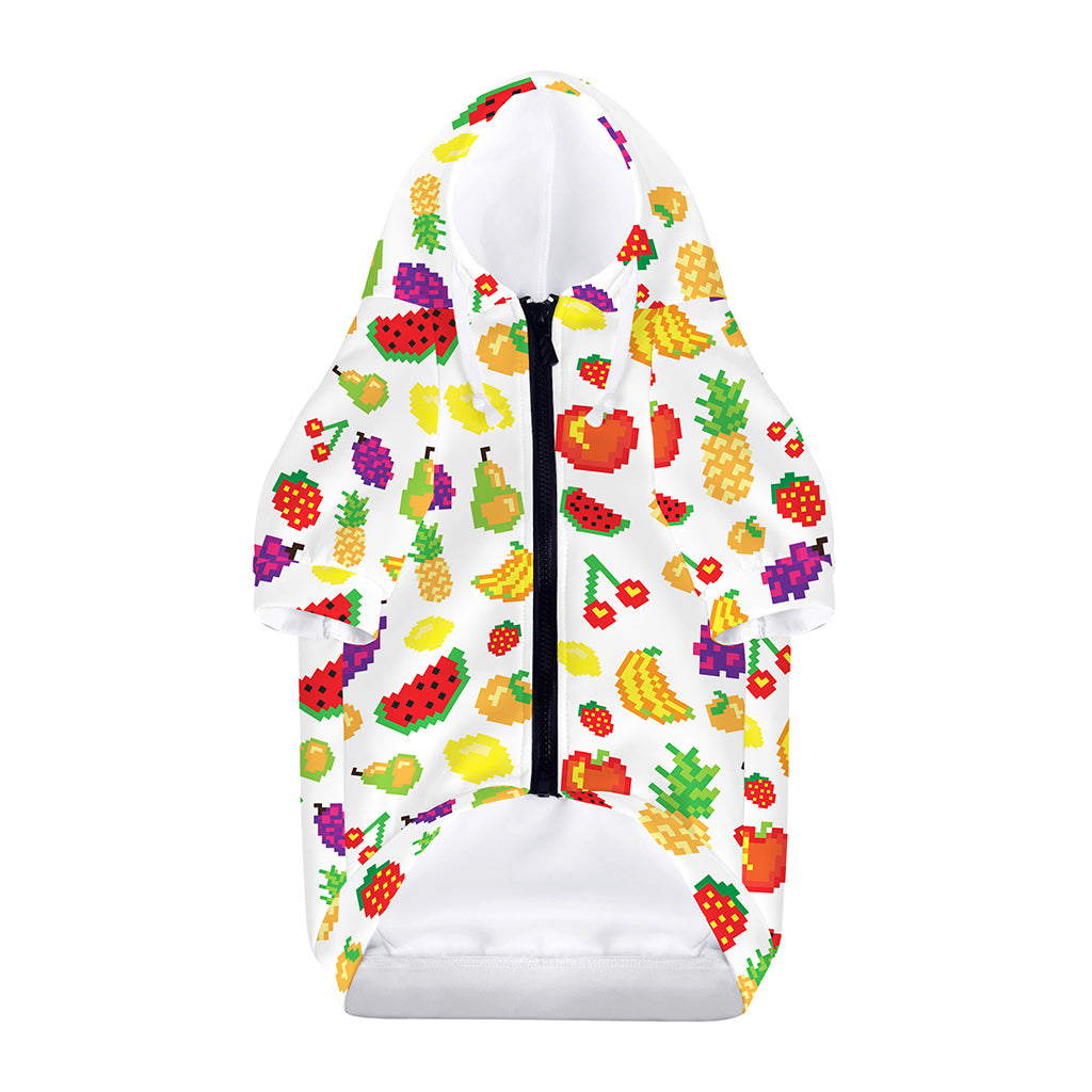 Pixel Fruits Pattern Print Dog Zip Up Hoodie