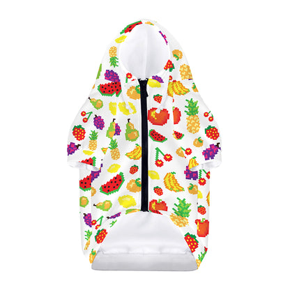 Pixel Fruits Pattern Print Dog Zip Up Hoodie