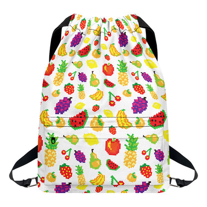 Pixel Fruits Pattern Print Drawstring Backpack