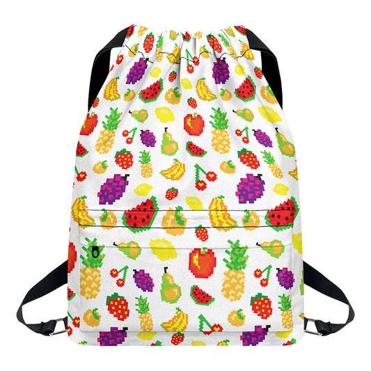 Pixel Fruits Pattern Print Drawstring Backpack