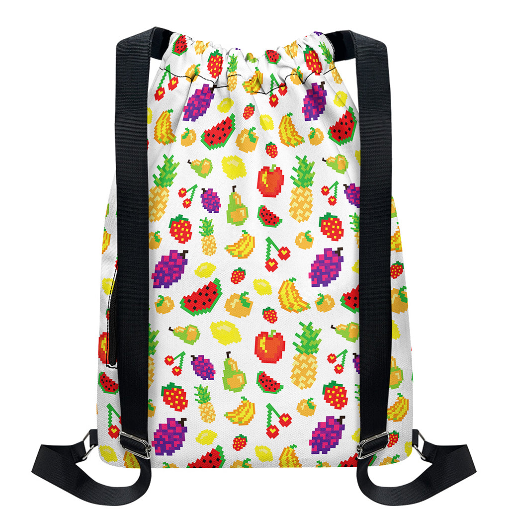 Pixel Fruits Pattern Print Drawstring Backpack