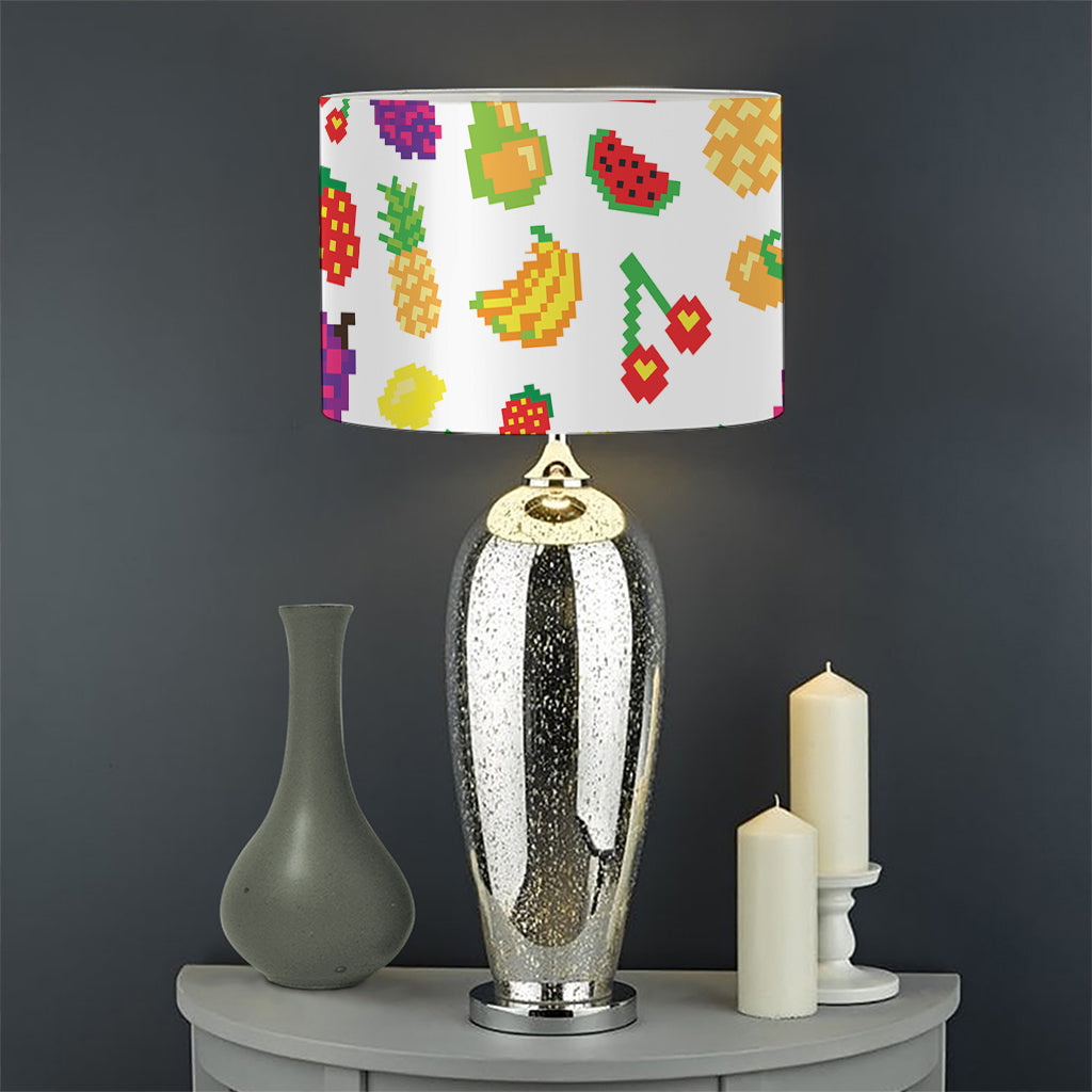 Pixel Fruits Pattern Print Drum Lamp Shade