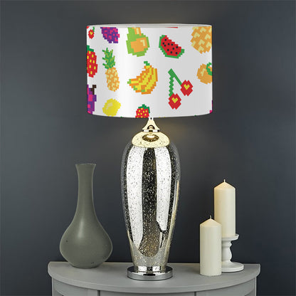 Pixel Fruits Pattern Print Drum Lamp Shade