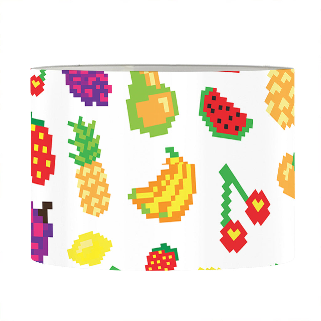 Pixel Fruits Pattern Print Drum Lamp Shade