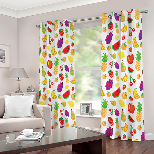 Pixel Fruits Pattern Print Extra Wide Grommet Curtains
