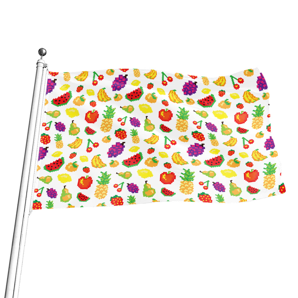 Pixel Fruits Pattern Print Flag